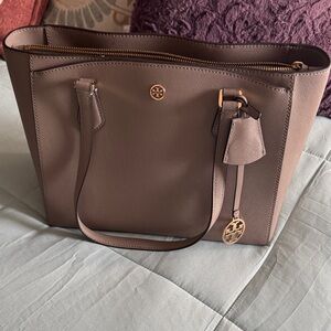 Tory Burch Taupe Leather Tote